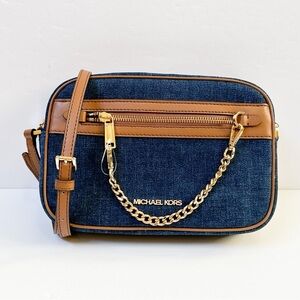Michael Kors Denim Blue and Tan Crossbody Bag